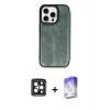 MARSİLYAN™- iPhone 15 Pro Max Kılıf Zirve Yansıma Serisi - Siyah Bilvis 5in1 3D Magic Cam Ekran Koruyucu + PVD Metal Kamera Lens - SH