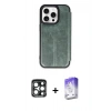 MARSİLYAN™- iPhone 15 Pro Max Kılıf Zirve Yansıma Serisi - Siyah Bilvis 5in1 3D Magic Cam Ekran Koruyucu + PVD Metal Kamera Lens - LT