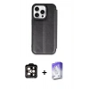 MARSİLYAN™- iPhone 15 Pro Max Kılıf Zirve Yansıma Serisi - Siyah Bilvis 5in1 3D Magic Cam Ekran Koruyucu + PVD Metal Kamera Lens - TU