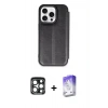 MARSİLYAN™- iPhone 15 Pro Max Kılıf Zirve Yansıma Serisi - Siyah Bilvis 5in1 3D Magic Cam Ekran Koruyucu + PVD Metal Kamera Lens - LT