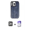 MARSİLYAN™- iPhone 15 Pro Max Kılıf Zirve Yansıma Serisi - Siyah Bilvis 5in1 3D Magic Cam Ekran Koruyucu + PVD Metal Kamera Lens - GI