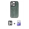 MARSİLYAN™- iPhone 15 Pro Max Kılıf Zirve Yansıma Serisi - Siyah Bilvis 5in1 5D Magic Hayalet Cam Ekran Koruyucu + PVD Metal Kamera Lens - GS