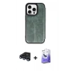 MARSİLYAN™- iPhone 15 Pro Max Kılıf Zirve Yansıma Serisi - Siyah Bilvis 5in1 5D Magic Hayalet Cam Ekran Koruyucu + Raze Metal Kamera Lens - LT