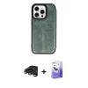 MARSİLYAN™- iPhone 15 Pro Max Kılıf Zirve Yansıma Serisi - Siyah Bilvis 5in1 5D Magic Hayalet Cam Ekran Koruyucu + Titanyum Gri Raze Metal Kamera Lens