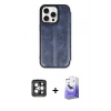 MARSİLYAN™- iPhone 15 Pro Max Kılıf Zirve Yansıma Serisi - Siyah Bilvis 5in1 5D Magic Hayalet Cam Ekran Koruyucu + PVD Metal Kamera Lens - GI