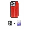 MARSİLYAN™- iPhone 15 Pro Max Kılıf Zirve Yansıma Serisi - Siyah Bilvis 5in1 5D Magic Hayalet Cam Ekran Koruyucu + PVD Metal Kamera Lens - LT