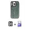 MARSİLYAN™- iPhone 15 Pro Max Kılıf Zirve Yansıma Serisi - Siyah Bilvis 5in1 5D Magic Hayalet Cam Ekran Koruyucu + PVD Metal Kamera Lens - LT
