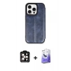 MARSİLYAN™- iPhone 15 Pro Max Kılıf Zirve Yansıma Serisi - Siyah Bilvis 5in1 5D Magic Hayalet Cam Ekran Koruyucu + PVD Metal Kamera Lens - TU