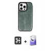 MARSİLYAN™- iPhone 15 Pro Max Kılıf Zirve Yansıma Serisi - Siyah Bilvis 5in1 5D Magic Hayalet Cam Ekran Koruyucu + PVD Metal Kamera Lens - GI