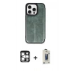 MARSİLYAN™- iPhone 15 Pro Max Kılıf Zirve Yansıma Serisi - Siyah Bilvis Hayalet Cam Ekran Koruyucu + PVD Metal Kamera Lens - GS