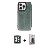 MARSİLYAN™- iPhone 15 Pro Max Kılıf Zirve Yansıma Serisi - Siyah Bilvis Hayalet Cam Ekran Koruyucu + PVD Metal Kamera Lens - SH