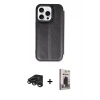 MARSİLYAN™- iPhone 15 Pro Max Kılıf Zirve Yansıma Serisi - Siyah Bilvis Hayalet Cam Ekran Koruyucu + Raze Metal Kamera Lens - TMGI