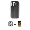 MARSİLYAN™- iPhone 15 Pro Max Kılıf Zirve Yansıma Serisi - Siyah Buffer Cam Ekran Koruyucu + PVD Metal Kamera Lens - GS