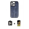 MARSİLYAN™- iPhone 15 Pro Max Kılıf Zirve Yansıma Serisi - Siyah Buffer Cam Ekran Koruyucu + PVD Metal Kamera Lens - TU