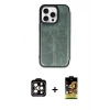 MARSİLYAN™- iPhone 15 Pro Max Kılıf Zirve Yansıma Serisi - Siyah Buffer Cam Ekran Koruyucu + PVD Metal Kamera Lens - TU