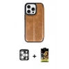 MARSİLYAN™- iPhone 15 Pro Max Kılıf Zirve Yansıma Serisi - Siyah Buffer Cam Ekran Koruyucu + PVD Metal Kamera Lens - GS