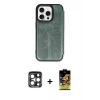 MARSİLYAN™- iPhone 15 Pro Max Kılıf Zirve Yansıma Serisi - Siyah Buffer Cam Ekran Koruyucu + PVD Metal Kamera Lens - LT