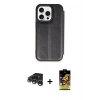 MARSİLYAN™- iPhone 15 Pro Max Kılıf Zirve Yansıma Serisi - Siyah Buffer Cam Ekran Koruyucu + Raze Metal Kamera Lens - GS