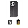 MARSİLYAN™- iPhone 15 Pro Max Kılıf Zirve Yansıma Serisi - Siyah Buffer Cam Ekran Koruyucu + PVD Metal Kamera Lens - SH