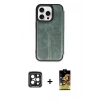 MARSİLYAN™- iPhone 15 Pro Max Kılıf Zirve Yansıma Serisi - Siyah Buffer Cam Ekran Koruyucu + PVD Metal Kamera Lens - SH