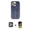 MARSİLYAN™- iPhone 15 Pro Max Kılıf Zirve Yansıma Serisi - Siyah Buffer Cam Ekran Koruyucu + PVD Metal Kamera Lens - SH