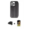 MARSİLYAN™- iPhone 15 Pro Max Kılıf Zirve Yansıma Serisi - Siyah Buffer Cam Ekran Koruyucu + Raze Metal Kamera Lens - SH