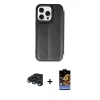 MARSİLYAN™- iPhone 15 Pro Max Kılıf Zirve Yansıma Serisi - Siyah Buffer Hayalet Cam Ekran Koruyucu + Raze Metal Kamera Lens - LT