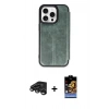 MARSİLYAN™- iPhone 15 Pro Max Kılıf Zirve Yansıma Serisi - Siyah Buffer Hayalet Cam Ekran Koruyucu + Raze Metal Kamera Lens - TMGI
