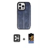 MARSİLYAN™- iPhone 15 Pro Max Kılıf Zirve Yansıma Serisi - Siyah Buffer Hayalet Cam Ekran Koruyucu + PVD Metal Kamera Lens - SH