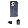 MARSİLYAN™- iPhone 15 Pro Max Kılıf Zirve Yansıma Serisi - Siyah Buffer Hayalet Cam Ekran Koruyucu + Siyah Raze Metal Kamera Lens