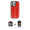 MARSİLYAN™- iPhone 15 Pro Max Kılıf Zirve Yansıma Serisi - Siyah Buffer Hayalet Cam Ekran Koruyucu + PVD Metal Kamera Lens - TU