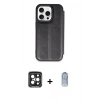 MARSİLYAN™- iPhone 15 Pro Max Kılıf Zirve Yansıma Serisi - Siyah Joko Magic 5D Cam + Siyah PVD Metal Kamera Lens