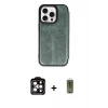 MARSİLYAN™- iPhone 15 Pro Max Kılıf Zirve Yansıma Serisi - Siyah Joko Magic 5D Hayalet Cam + Turuncu PVD Metal Kamera Lens