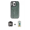MARSİLYAN™- iPhone 15 Pro Max Kılıf Zirve Yansıma Serisi - Siyah Polymer Nano Ekran Koruyucu + PVD Metal Kamera Lens - TU