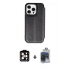 MARSİLYAN™- iPhone 15 Pro Max Kılıf Zirve Yansıma Serisi - Siyah Vanessa Magic Cam + PVD Metal Kamera Lens - TU