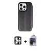 MARSİLYAN™- iPhone 15 Pro Max Kılıf Zirve Yansıma Serisi - Siyah Vanessa Magic Cam + PVD Metal Kamera Lens - GS