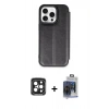 MARSİLYAN™- iPhone 15 Pro Max Kılıf Zirve Yansıma Serisi - Siyah Vanessa Magic Cam + PVD Metal Kamera Lens - SH