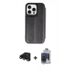 MARSİLYAN™- iPhone 15 Pro Max Kılıf Zirve Yansıma Serisi - Siyah Vanessa Magic Cam + Raze Metal Kamera Lens - SH