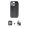MARSİLYAN™- iPhone 15 Pro Max Kılıf Zirve Yansıma Serisi - Siyah Vanessa Magic Hayalet Cam + PVD Metal Kamera Lens - GI