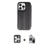 MARSİLYAN™- iPhone 15 Pro Max Kılıf Zirve Yansıma Serisi - Siyah Vanessa Magic Hayalet Cam + PVD Metal Kamera Lens - GS