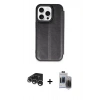 MARSİLYAN™- iPhone 15 Pro Max Kılıf Zirve Yansıma Serisi - Siyah Vanessa Magic Hayalet Cam + Gümüş Raze Metal Kamera Lens