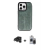 MARSİLYAN™- iPhone 15 Pro Max Kılıf Zirve Yansıma Serisi - Siyah Vanessa Magic Hayalet Cam + Gümüş Raze Metal Kamera Lens