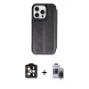 MARSİLYAN™- iPhone 15 Pro Max Kılıf Zirve Yansıma Serisi - Siyah Vanessa Magic Hayalet Cam + PVD Metal Kamera Lens - TU