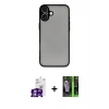 MARSİLYAN™- iPhone 16 Kılıf Ahenk Çizgi Serisi - Şeffaf 360 Full Body Arka Koruyucu + Bilvis Titan Kamera Lens - GS