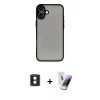 MARSİLYAN™- iPhone 16 Kılıf Ahenk Çizgi Serisi - Şeffaf Pasifik Cam Ekran Koruyucu + PVD Metal Kamera Lens - MI