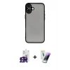 MARSİLYAN™- iPhone 16 Kılıf Ahenk Çizgi Serisi - Şeffaf Pasifik Cam Ekran Koruyucu + Bilvis Titan Kamera Lens - YL