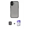 MARSİLYAN™- iPhone 16 Kılıf Ahenk Çizgi Serisi - Siyah Bilvis 5in1 3D Magic Cam Ekran Koruyucu + PVD Metal Kamera Lens - PE