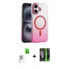 MARSİLYAN™- iPhone 16 Kılıf Ahenk Doku Özel Seri - Şeffaf 360 Full Body Arka Koruyucu + Raze Metal Kamera Lens - BZ