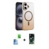 MARSİLYAN™- iPhone 16 Kılıf Ahenk Doku Özel Seri - Siyah 360 Mat Full Body Arka Koruyucu + Raze Metal Kamera Lens - LT