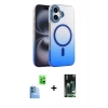 MARSİLYAN™- iPhone 16 Kılıf Ahenk Doku Özel Seri - Siyah 360 Mat Full Body Arka Koruyucu + Raze Metal Kamera Lens - LT
